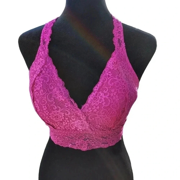 Soma Bralette Lace Racerback Medium Raspberry Color - Picture 3 of 7